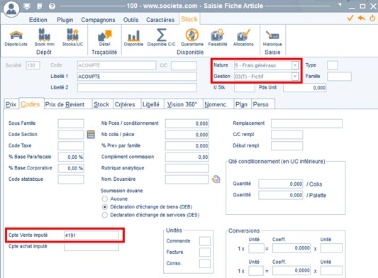 Gestion des acomptes par facture 1