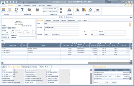 Gestion des acomptes par facture 3