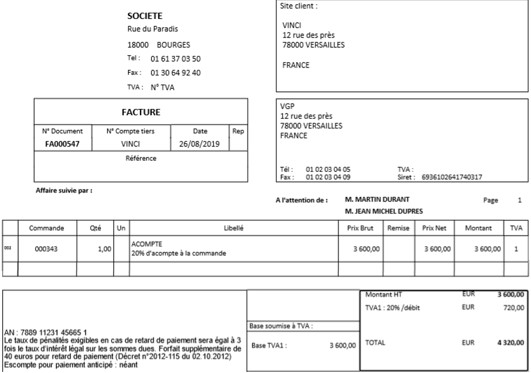 Gestion des acomptes par facture 7