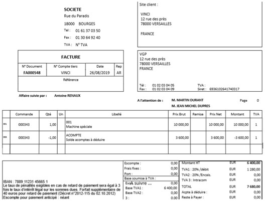 Gestion des acomptes par facture 9