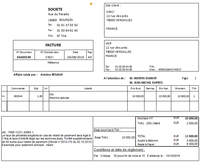 Gestion des acomptes7