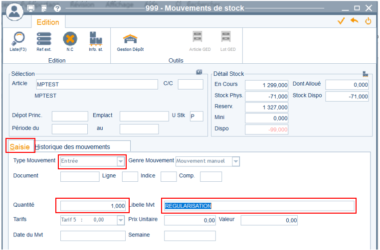 Mouvements de stock manuels 2