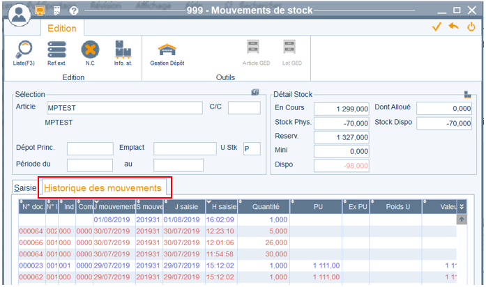 Mouvements de stock manuels 3