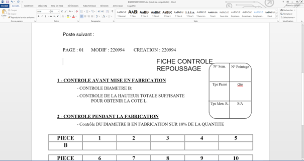 Saisie des contrôles qualité 9